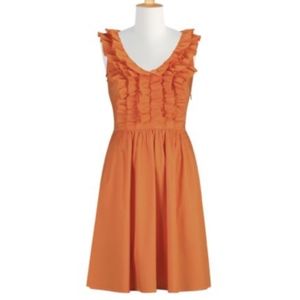 eShakti Size 24 Orange Ruffled V Neck Dress 3X